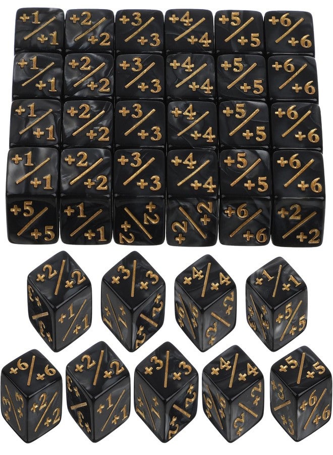 TOPPERFUN 24Pcs 1/+1 Token Dice Counter, 0.63in D6 Plus and Minus Dice Set, Acrylic Board Game Accessory, Compatible with MTG Counter, CCG, Card Games, Black - Image 1